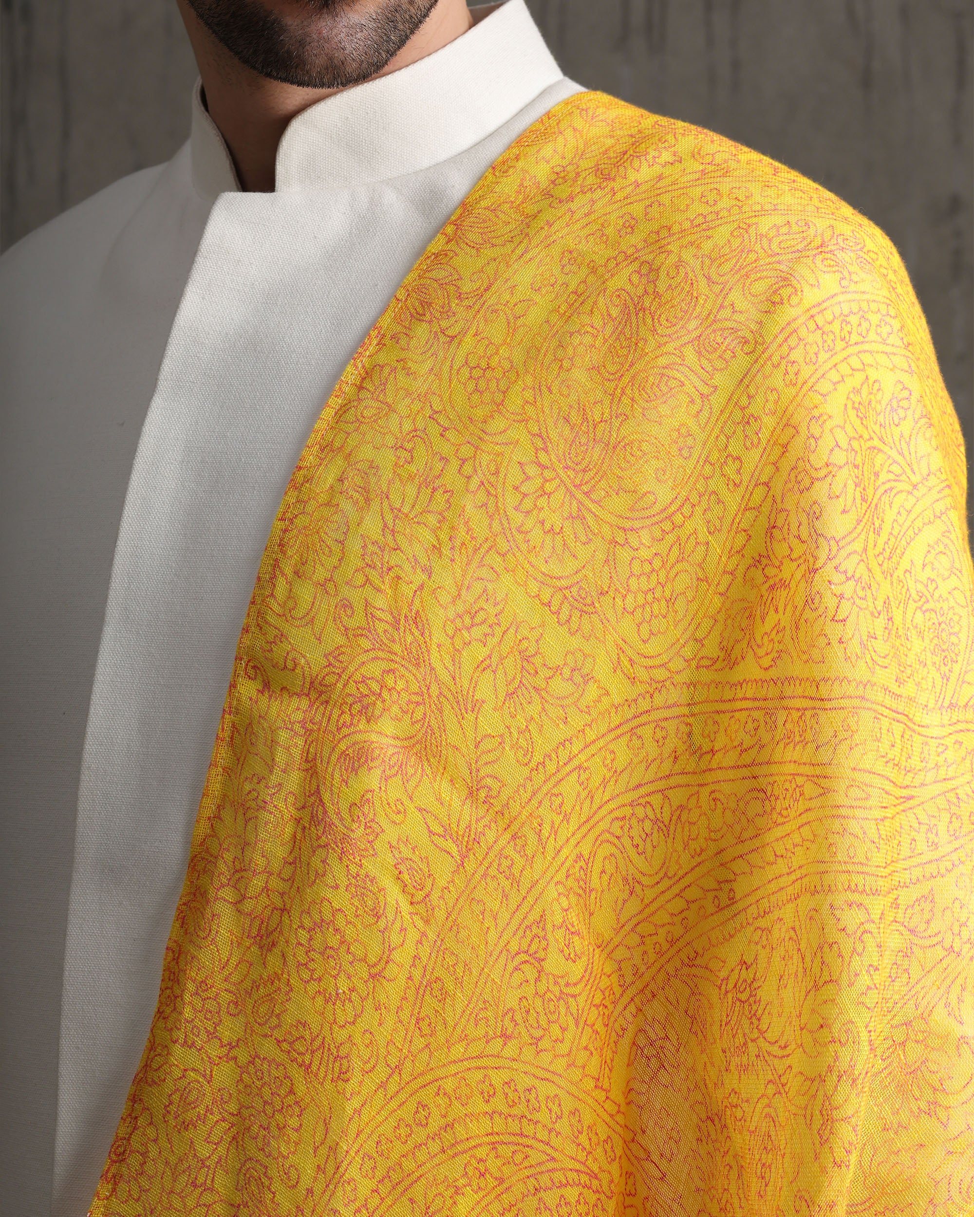 Mango Magenta Paisley Dupatta - view 4
