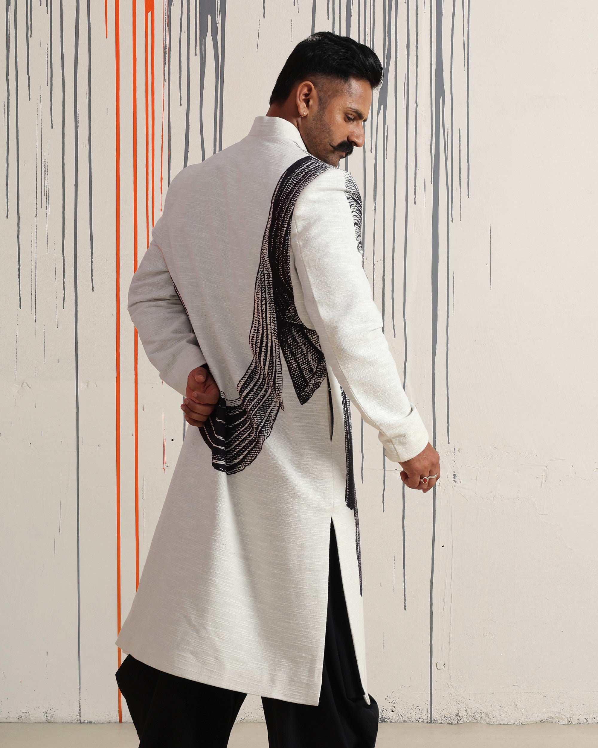 The Bodhisattva Within Sherwani in Black & White - view 5