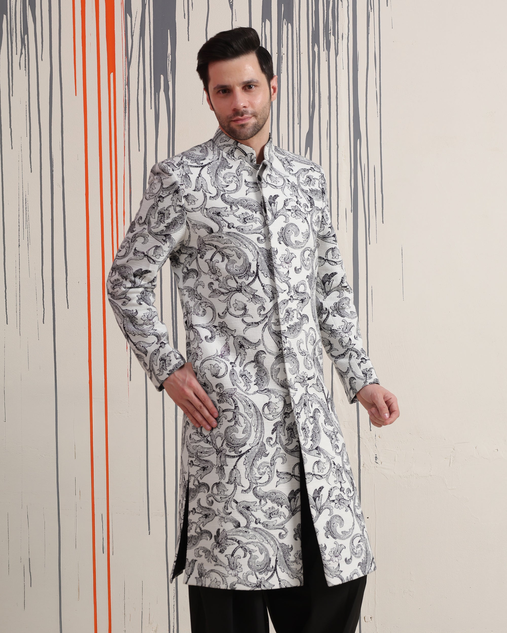 Florentine Scroll Sherwani - view 5