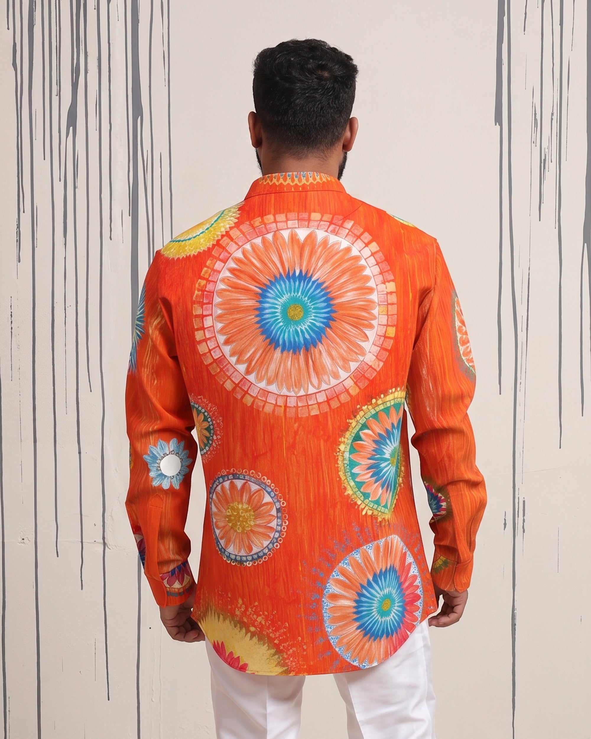 Lotus Mandala Mandarin Collar Shirt - view 2