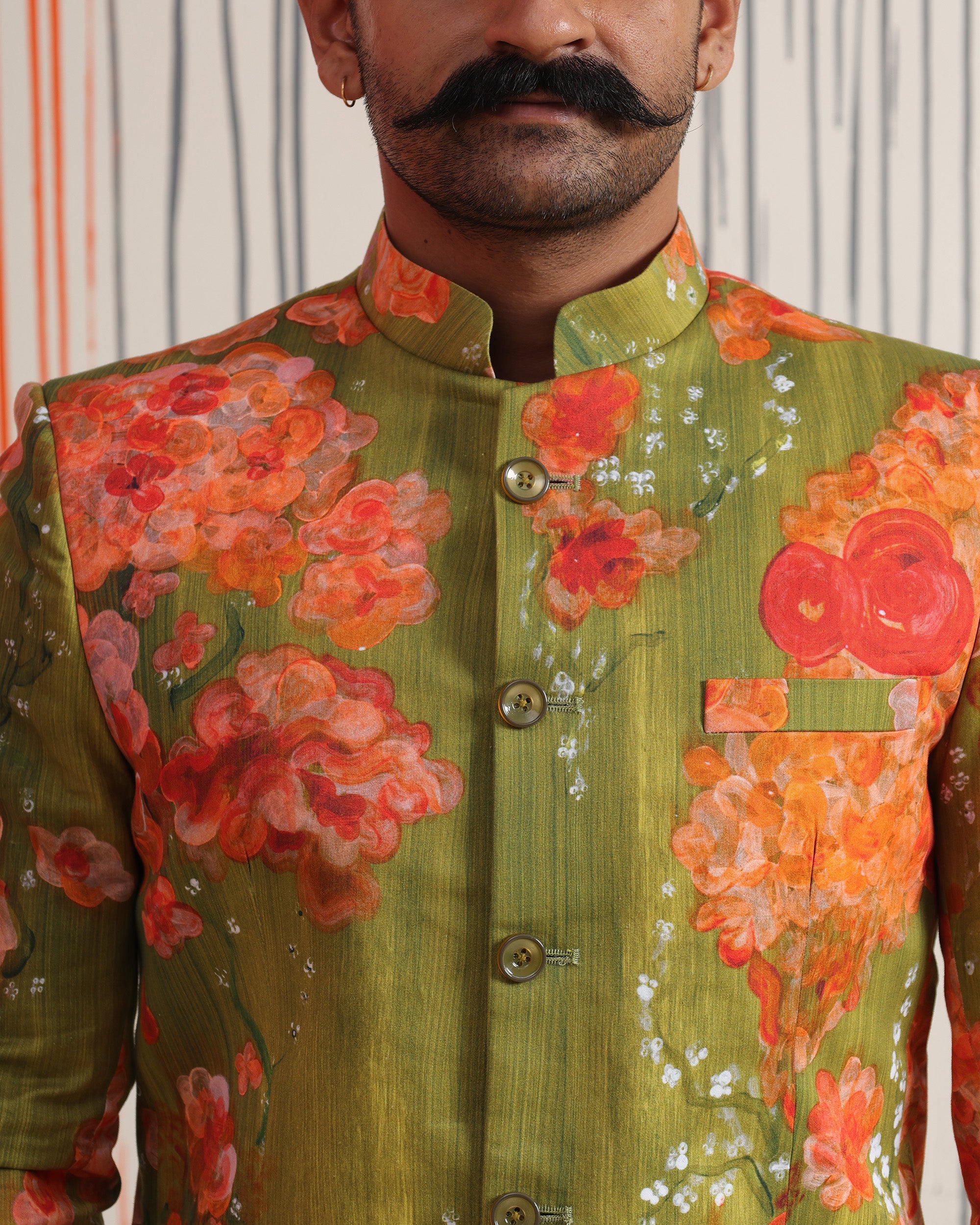 Bougainvillea & Moss Bandhgala - view 4