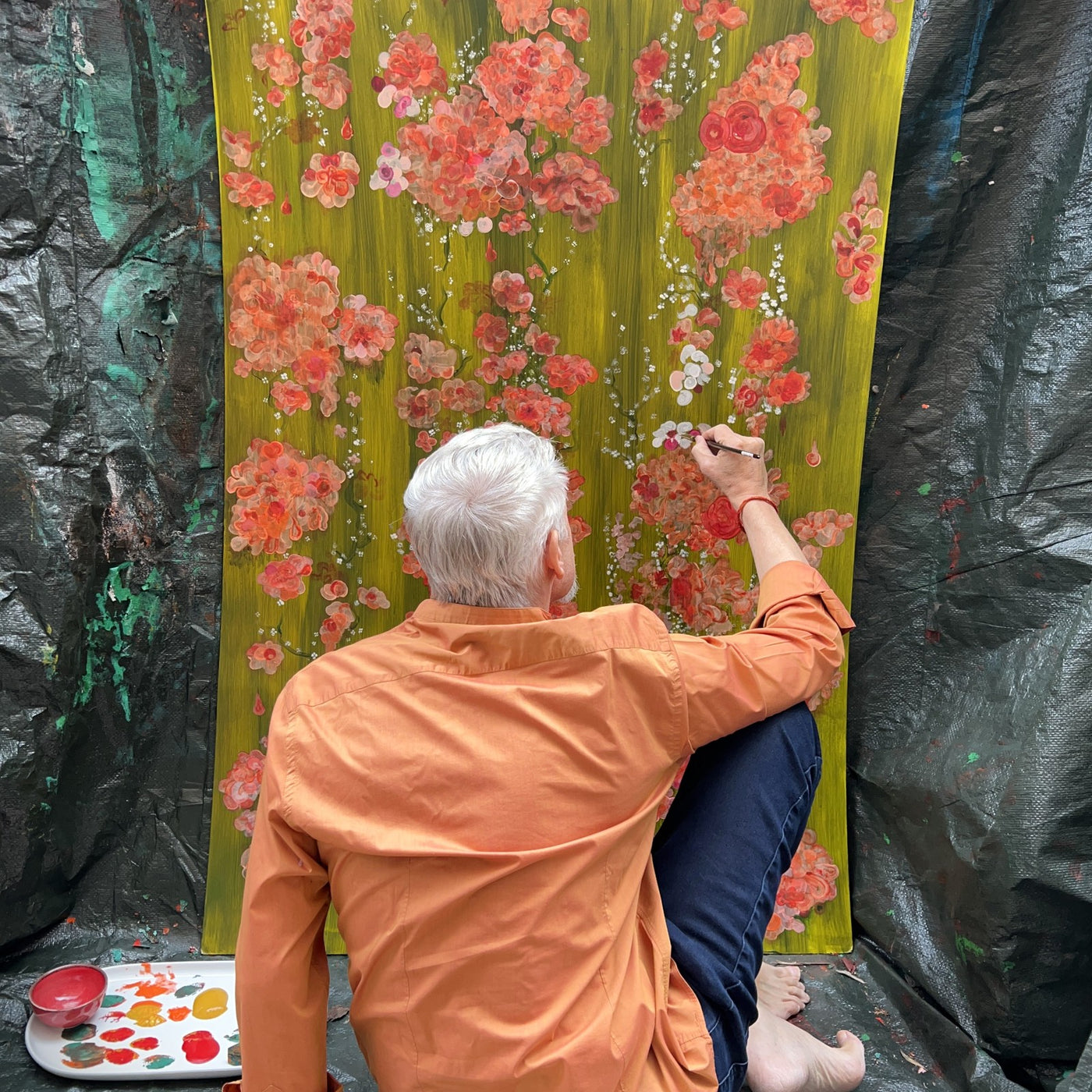 Bougainvillea & Moss Mid-Length Kurta