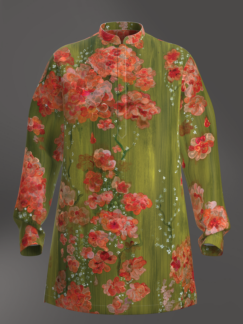 Bougainvillea & Moss Mid-Length Kurta