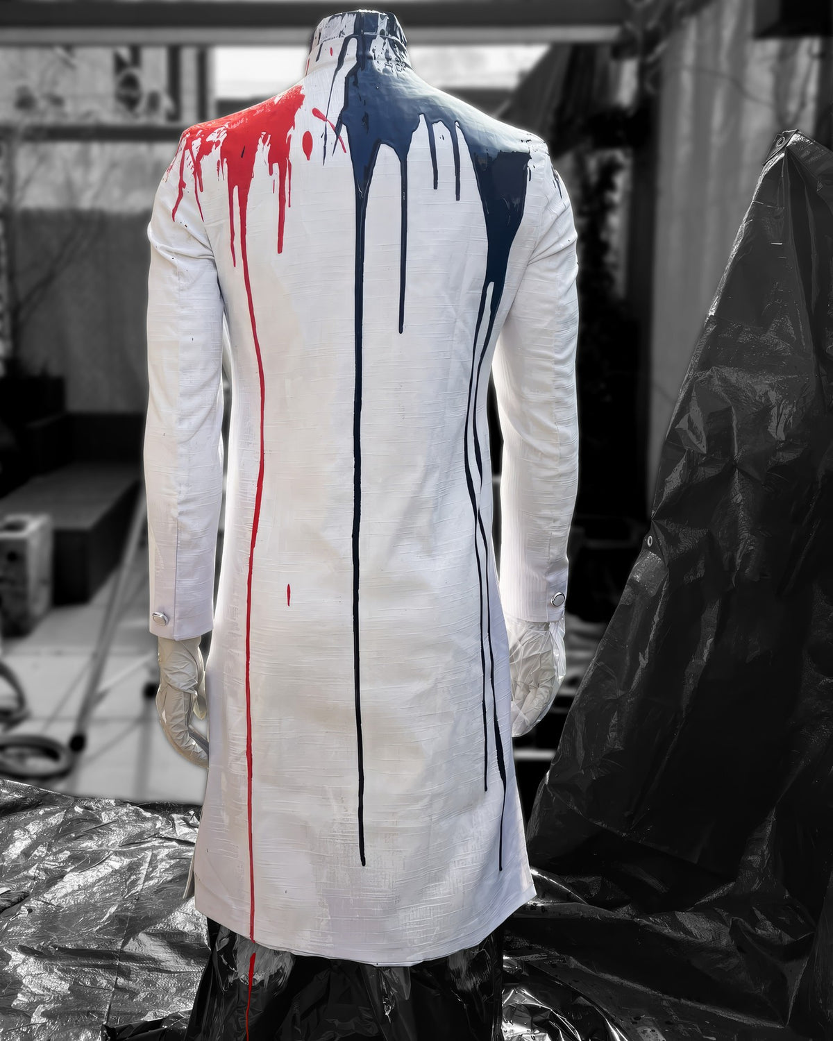 Traces Black White & Red Sherwani