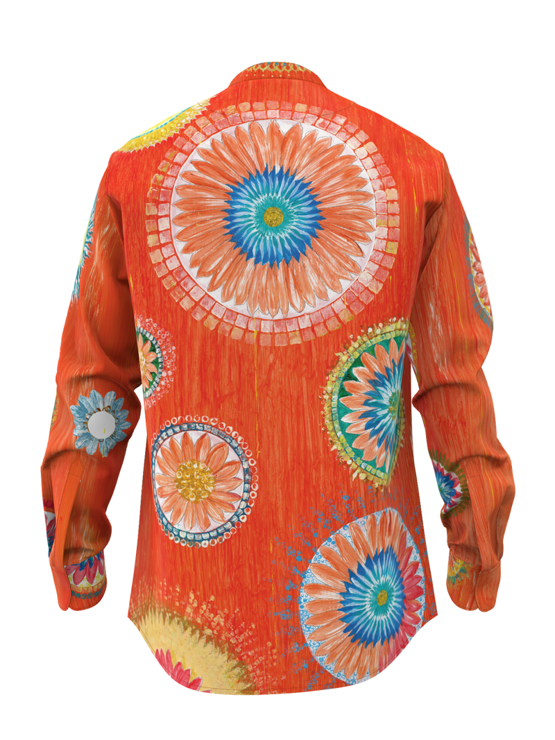 Lotus Mandala Mandarin Collar Shirt