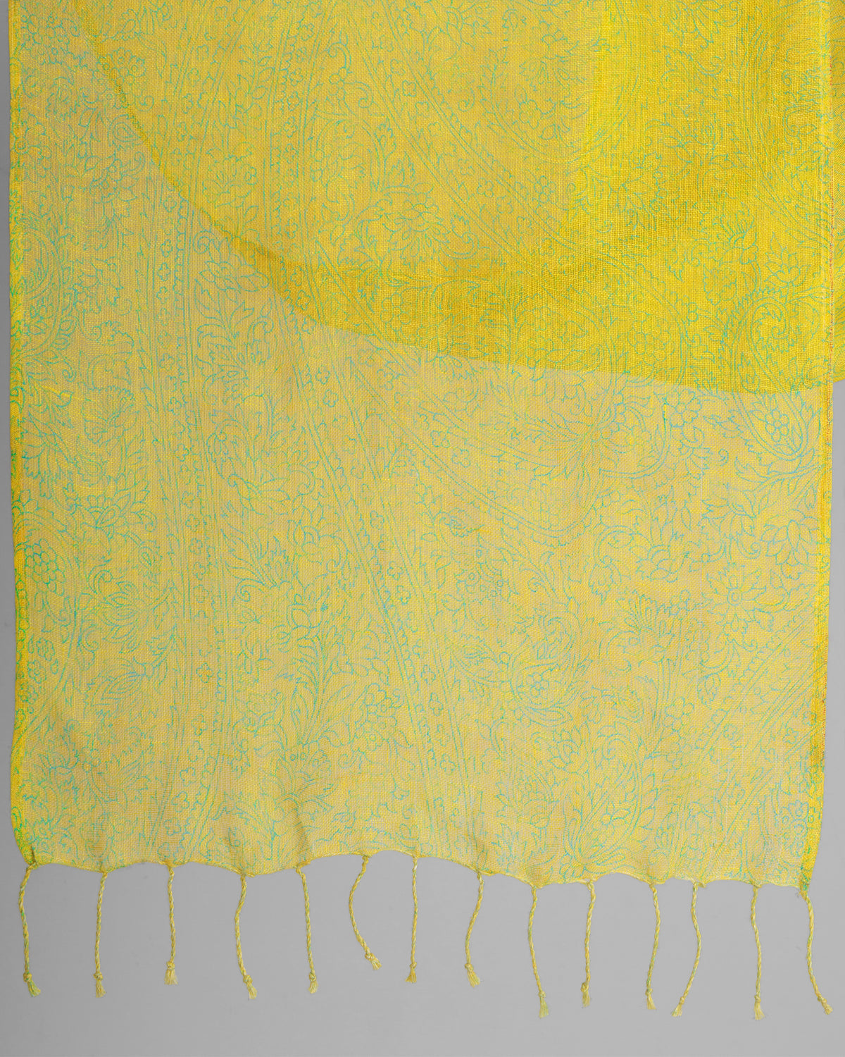 Yellow & Teal Paisley Dupatta - view 2