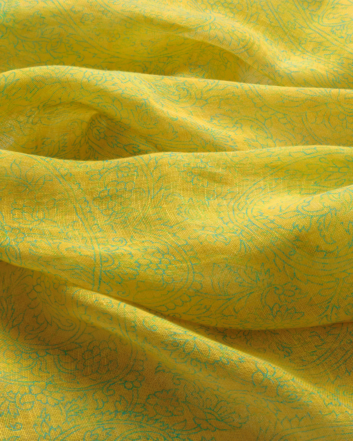 Yellow & Teal Paisley Dupatta - view 3