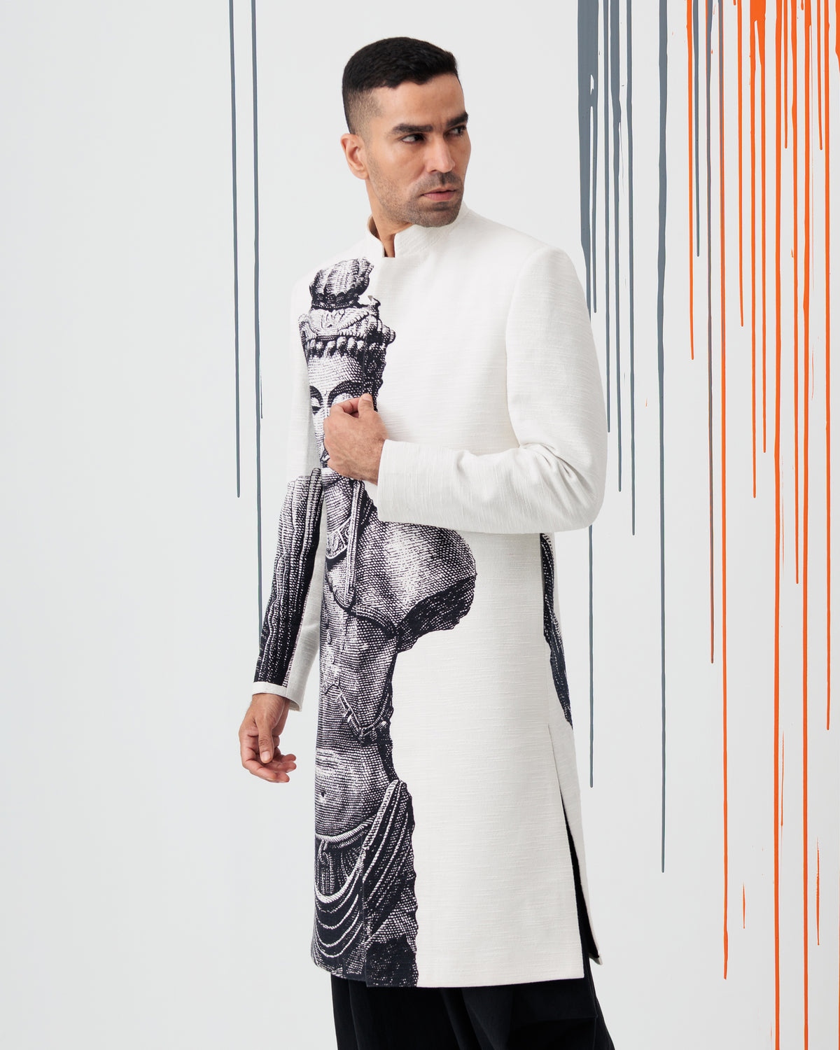 The Bodhisattva Amongst Us Sherwani in Black & White - view 5