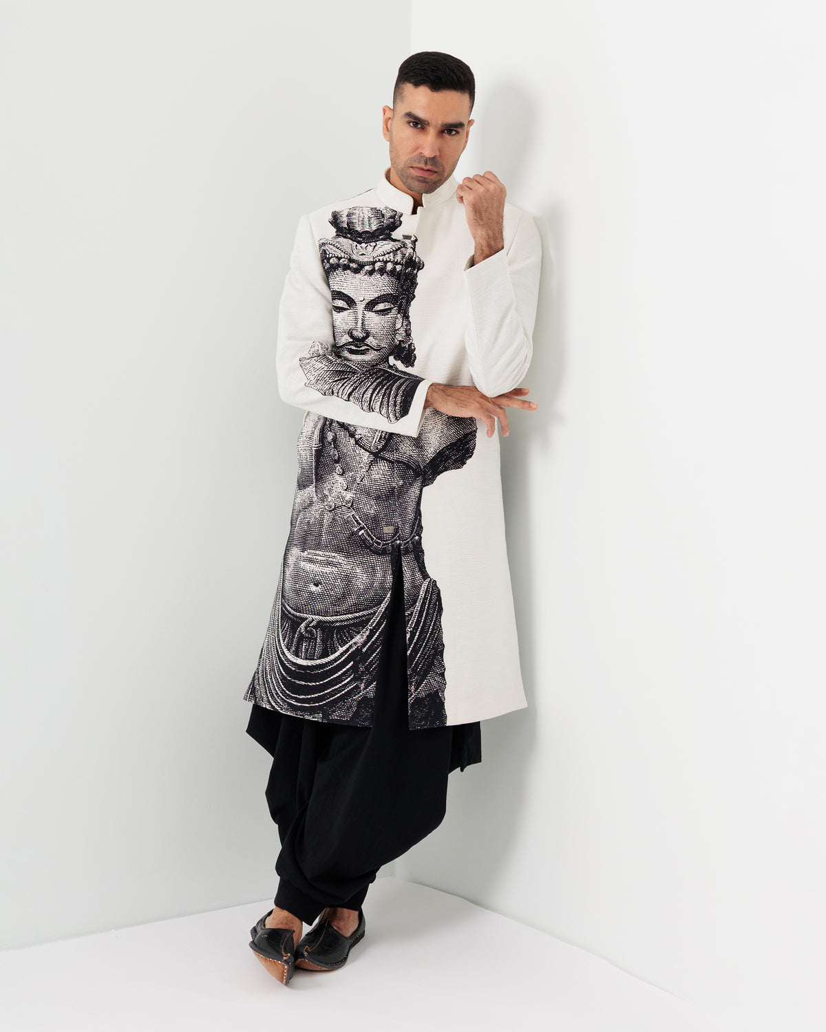 The Bodhisattva Amongst Us Sherwani in Black & White - view 6