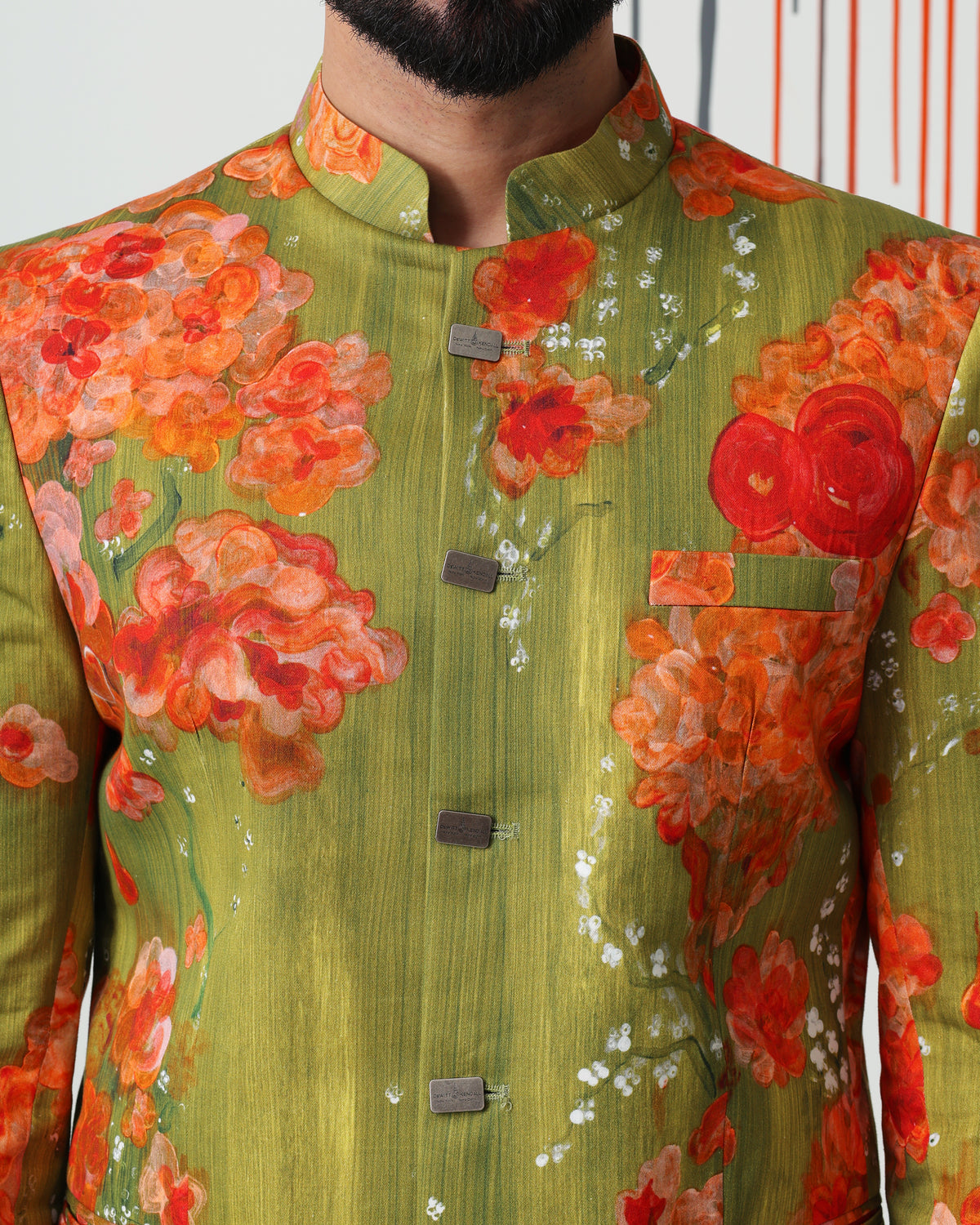 Bougainvillea & Moss Bandhgala - view 4