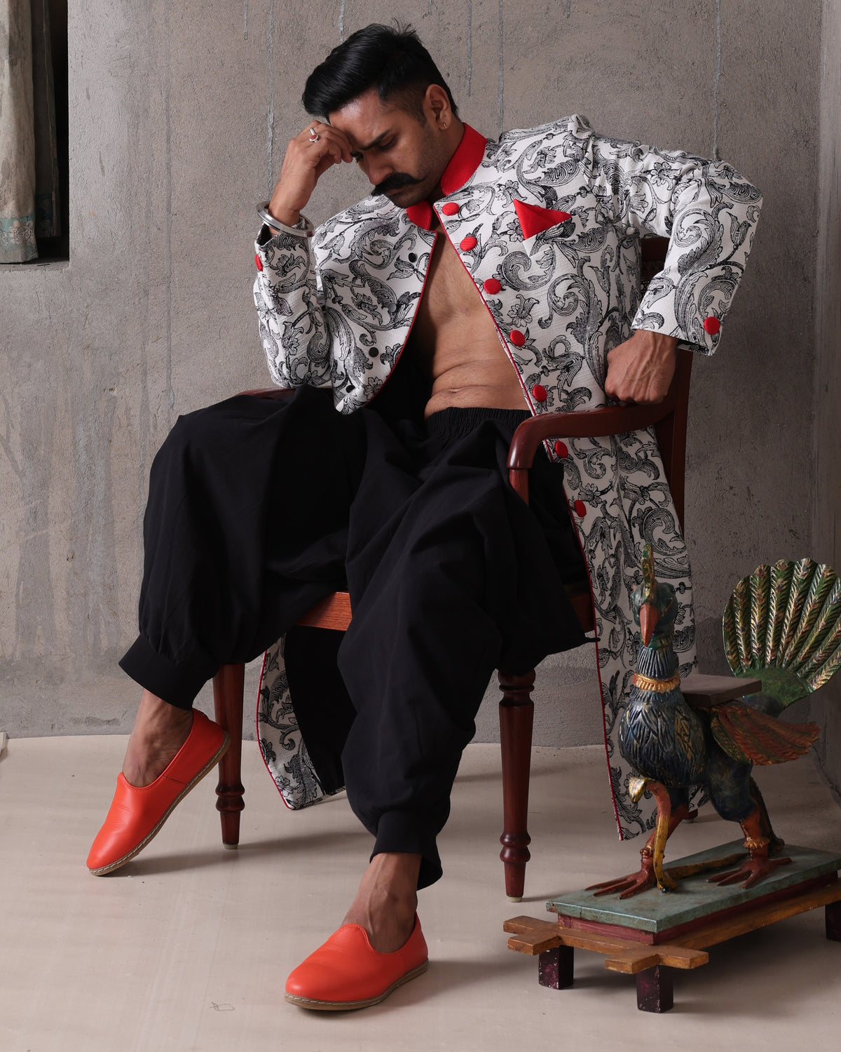 Scroll with Red Collar Sherwani, lifestyle