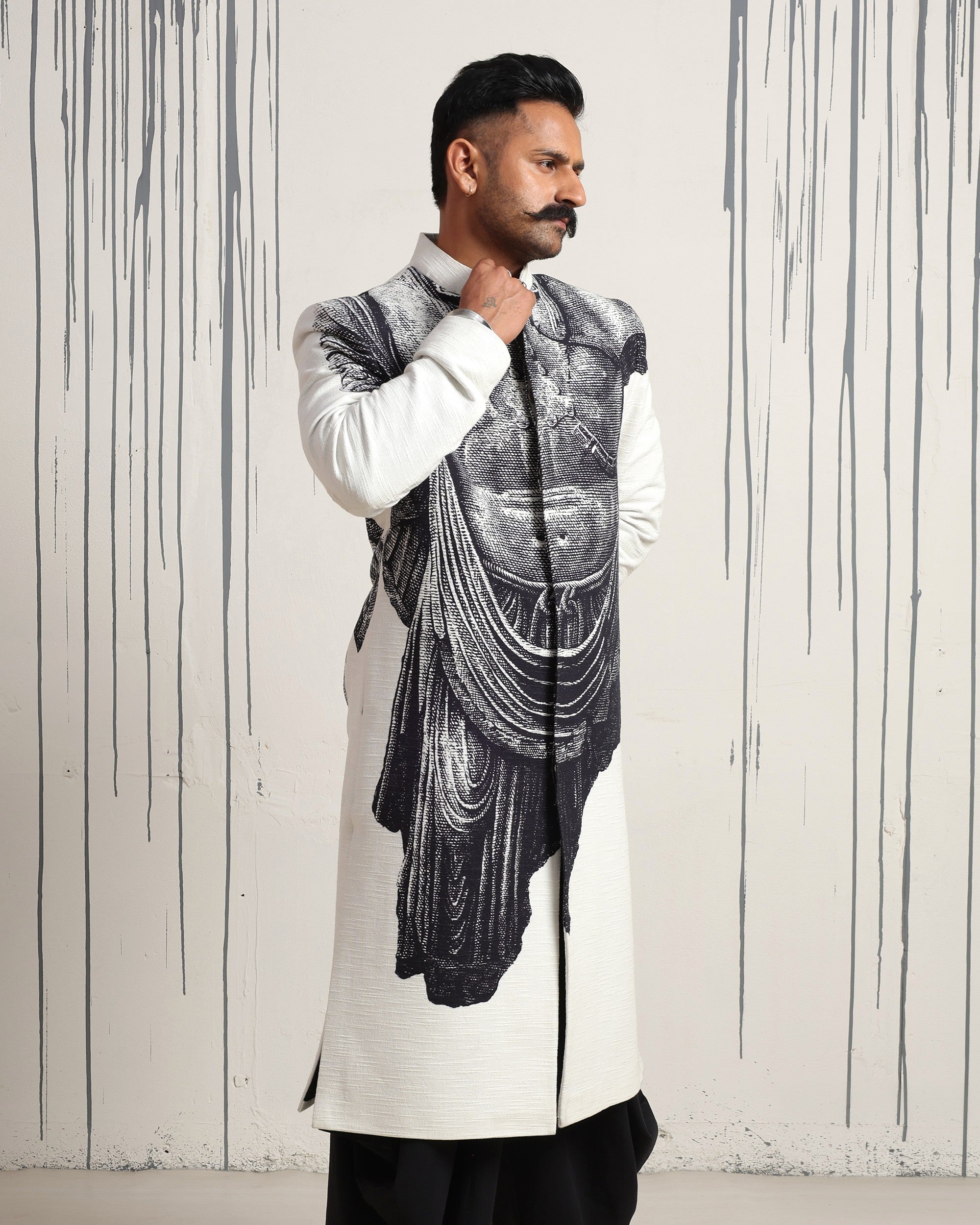 The Bodhisattva Within Sherwani in Black & White - view 3