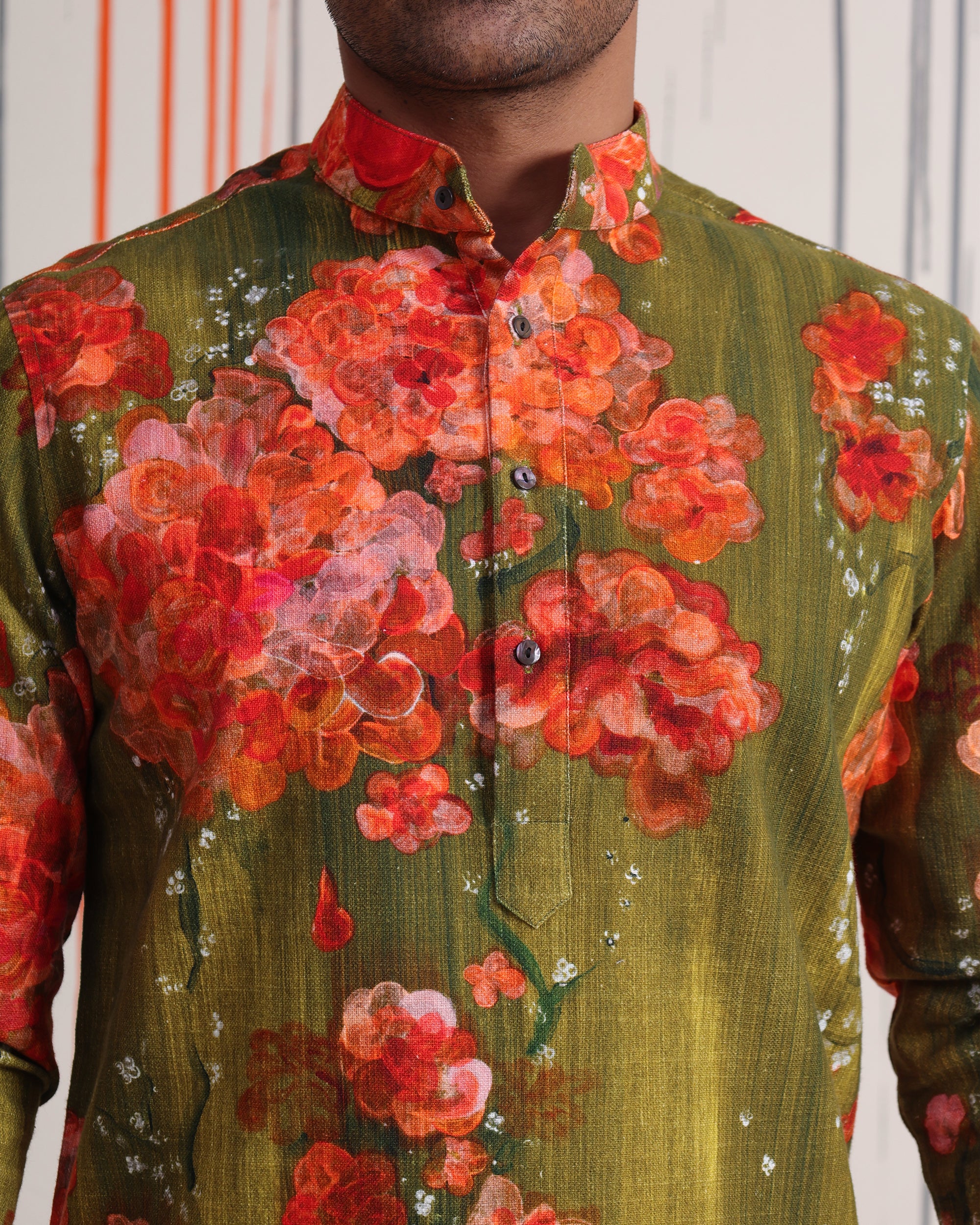 Bougainvillea & Moss Mid-Length Kurta - view 4