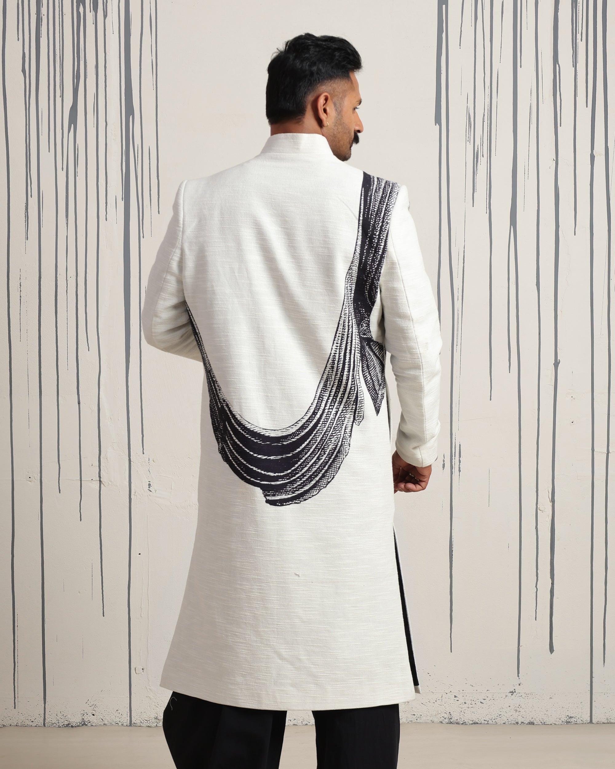 The Bodhisattva Within Sherwani in Black & White - view 2