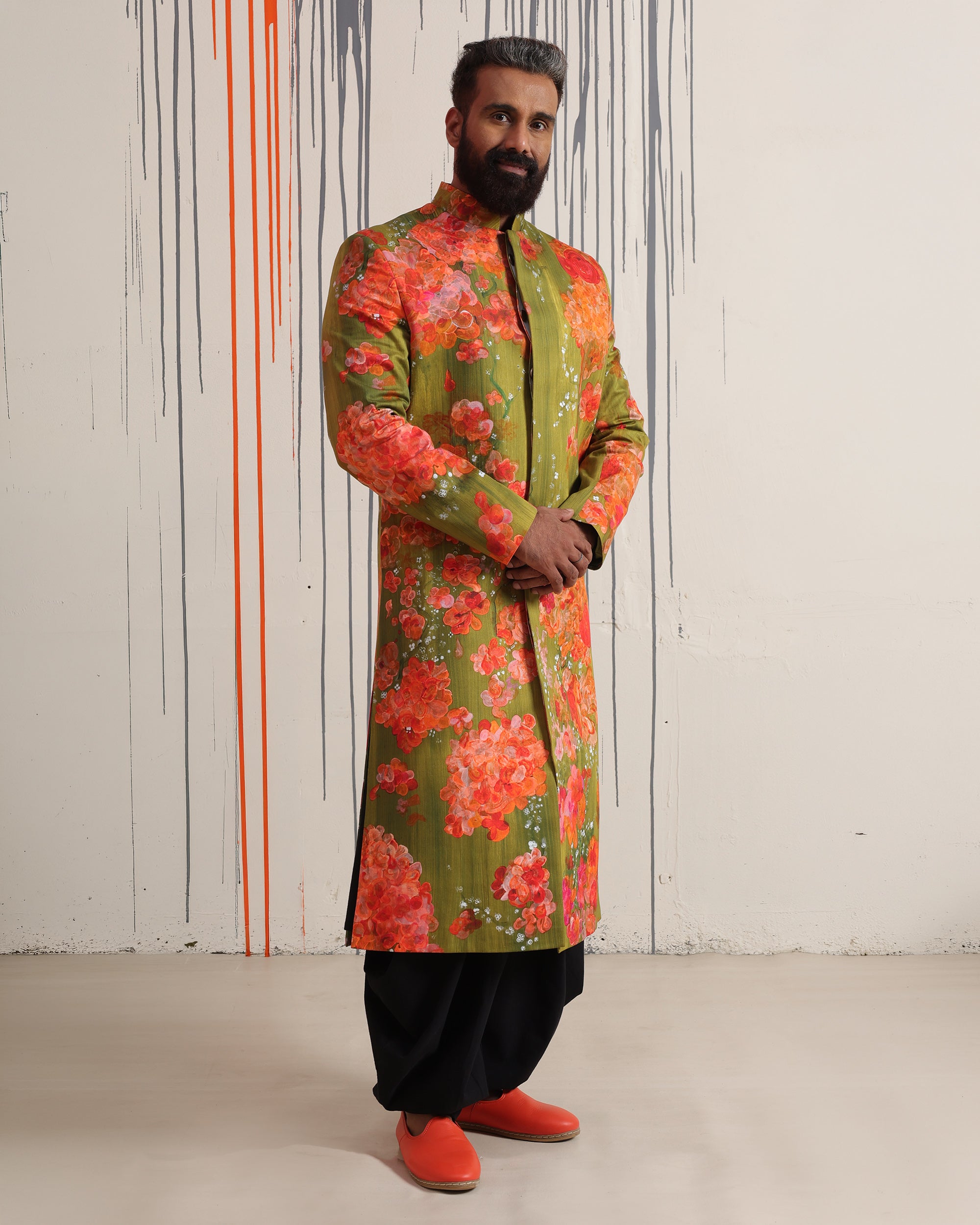 Bougainvillea & Moss Sherwani