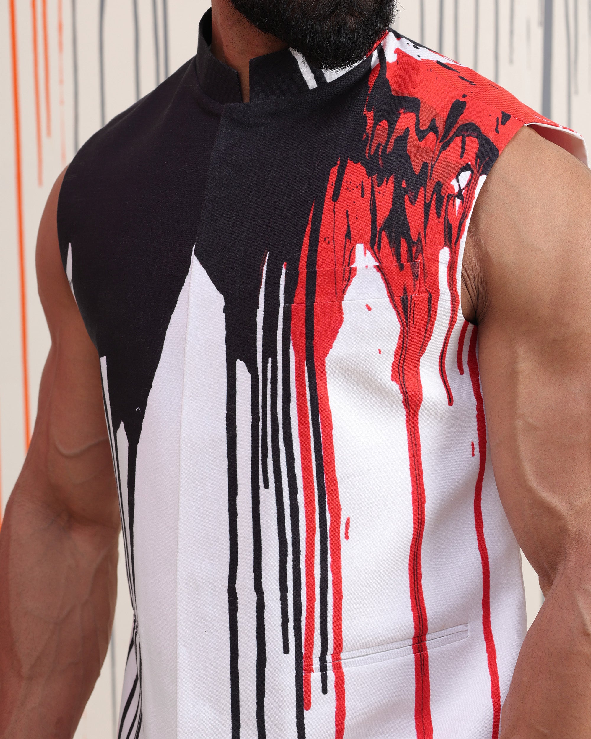 Traces Black White & Red Vest - view 4