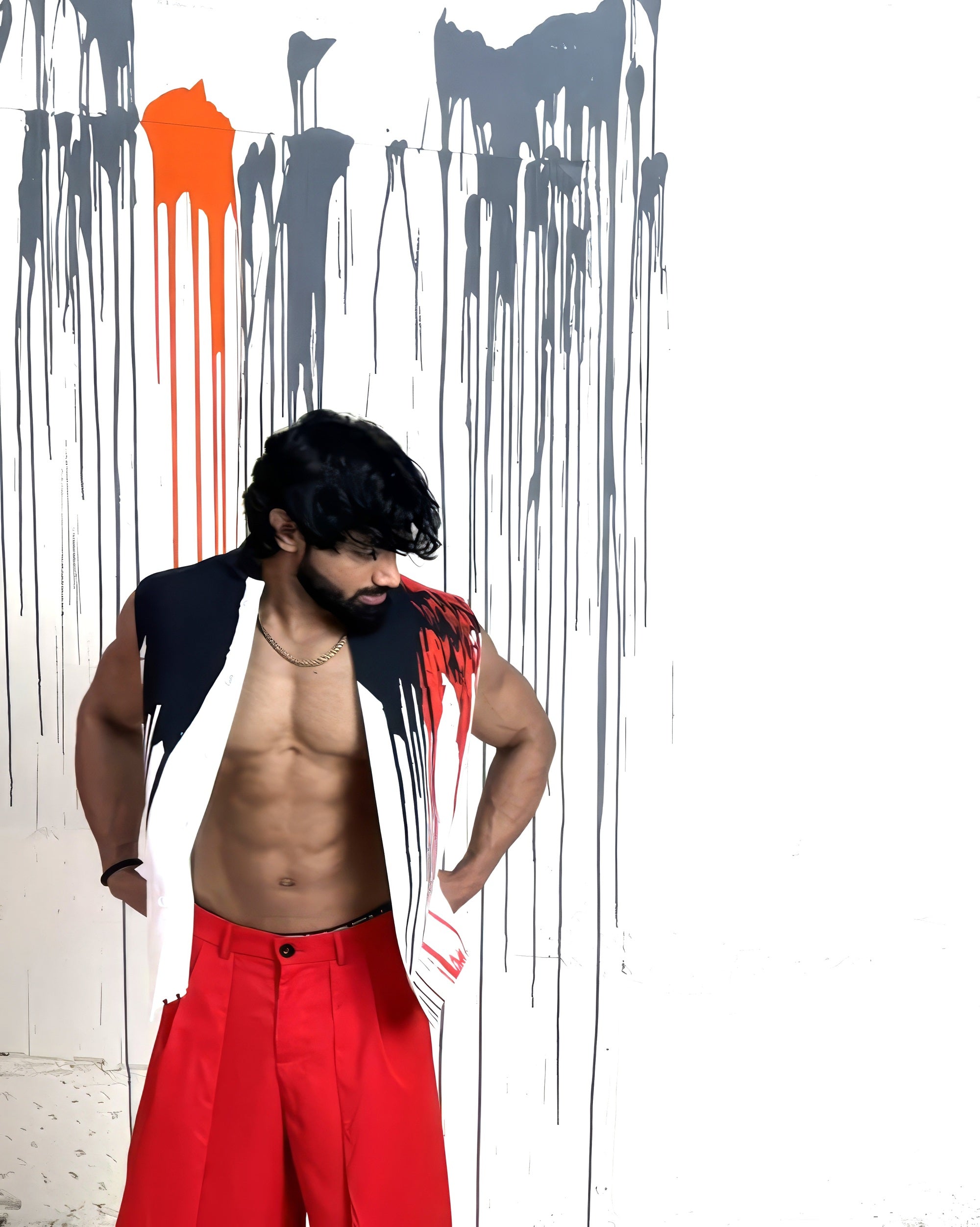 Traces Black White & Red Vest - view 7