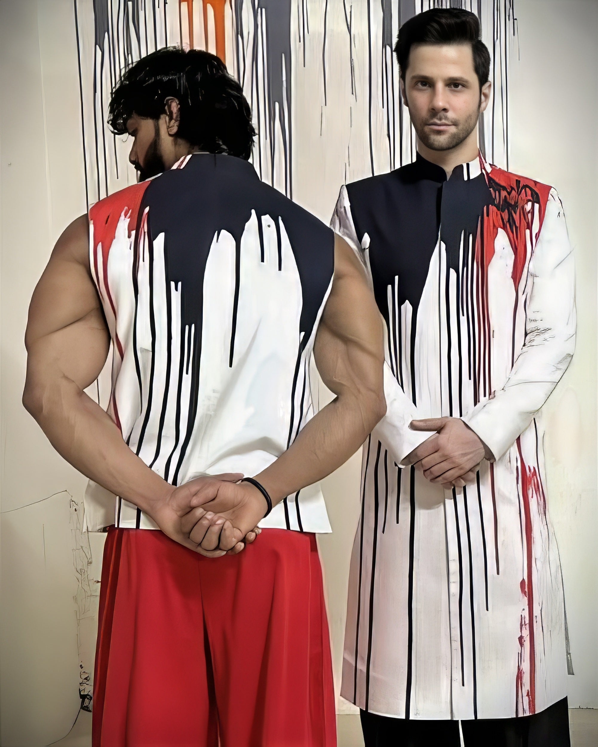 Traces Black White & Red Sherwani - view 6