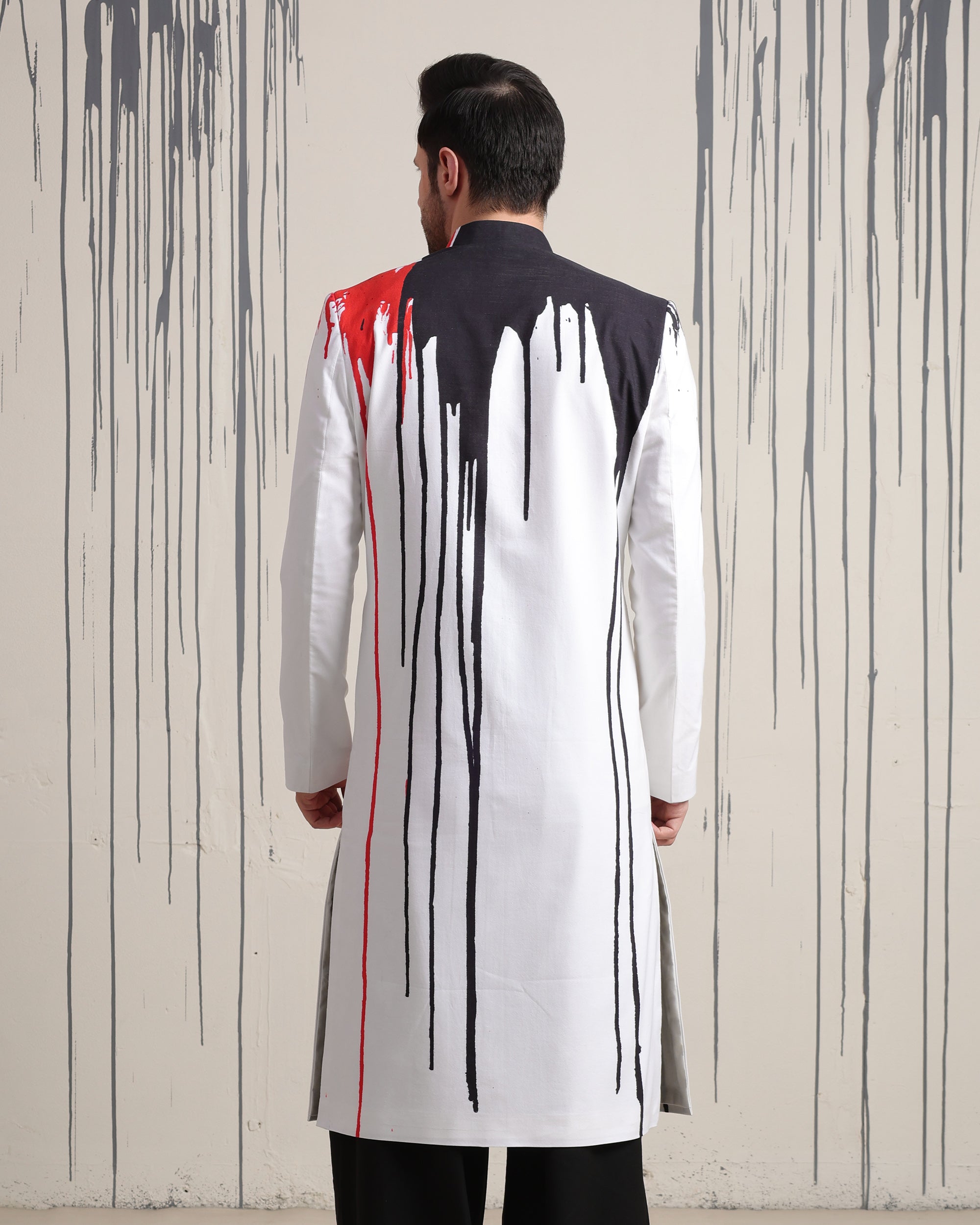 Traces Black White & Red Sherwani - view 2