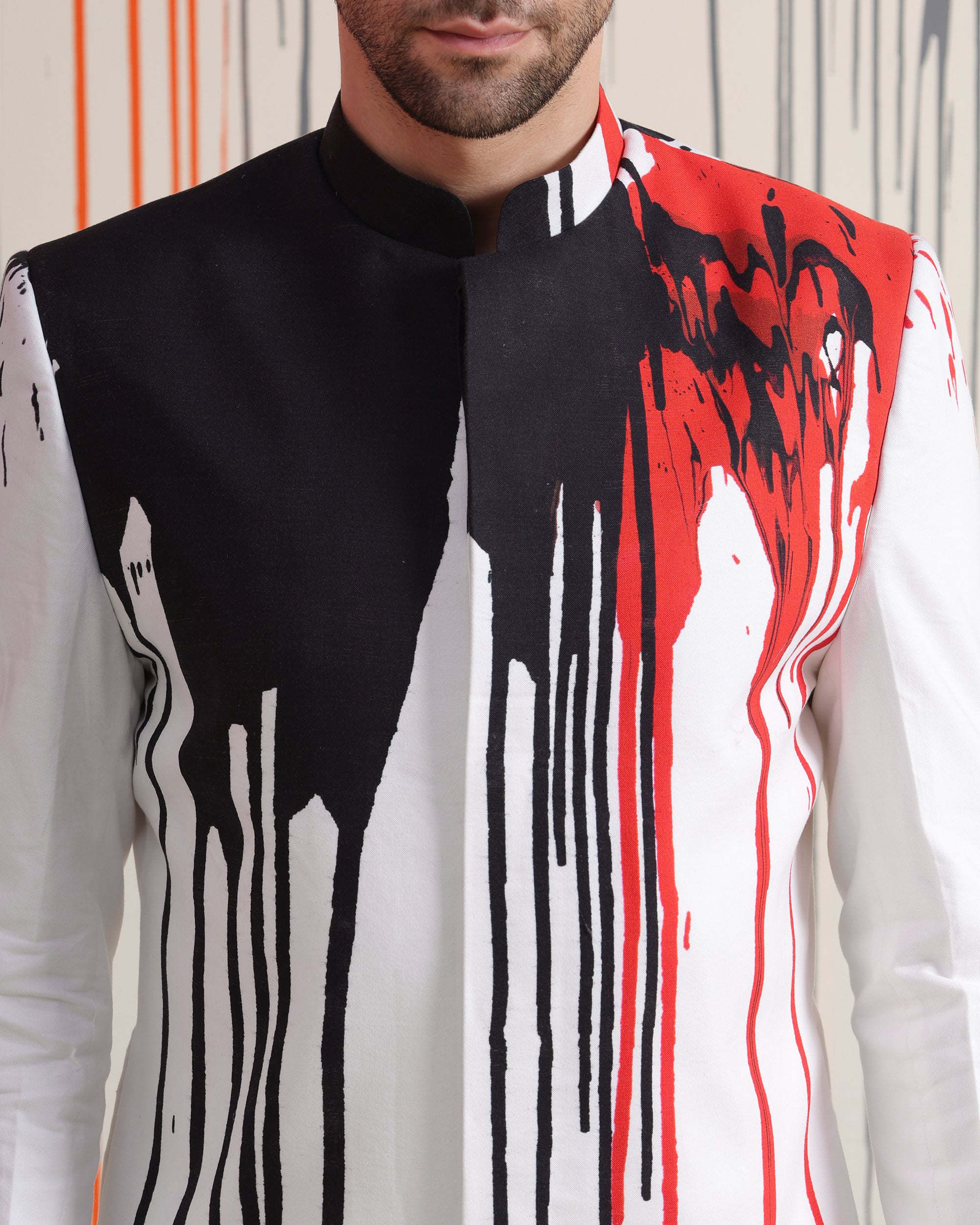 Traces Black White & Red Sherwani - view 4