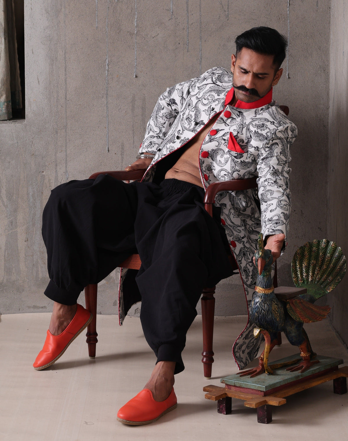 Scroll with Red Collar Sherwani, lifestyle