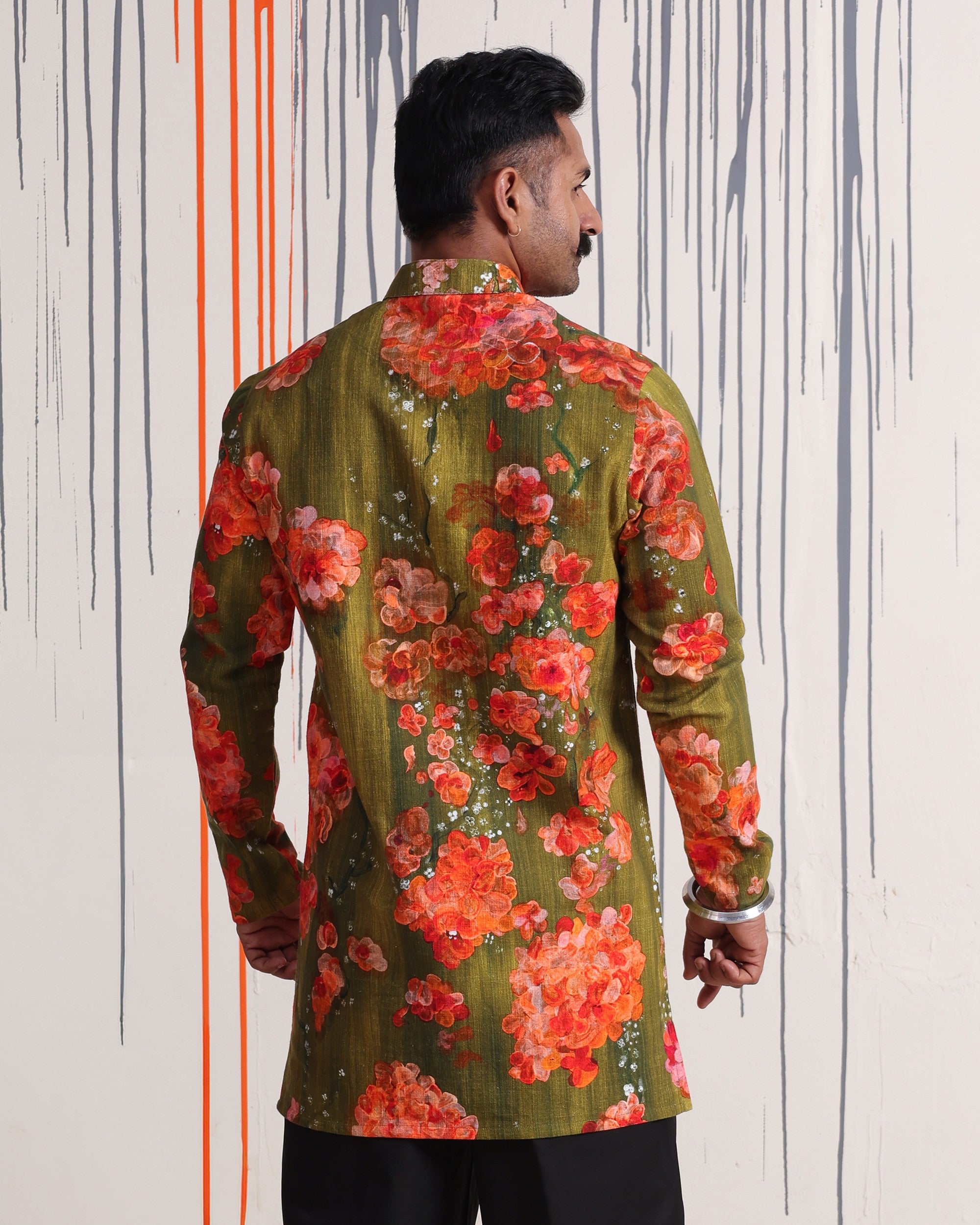 Bougainvillea & Moss Mid-Length Kurta - view 2