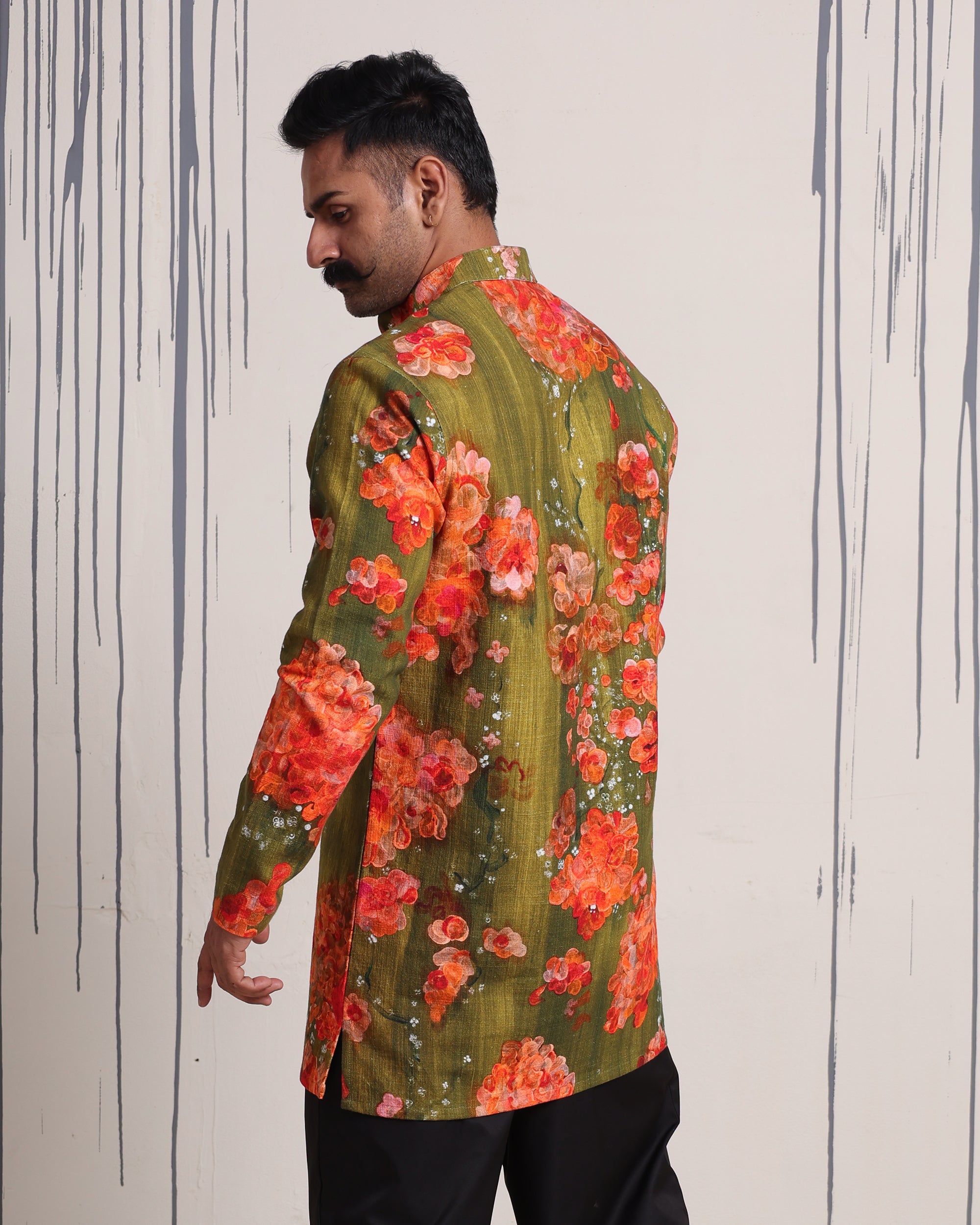 Bougainvillea & Moss Mid-Length Kurta - view 3