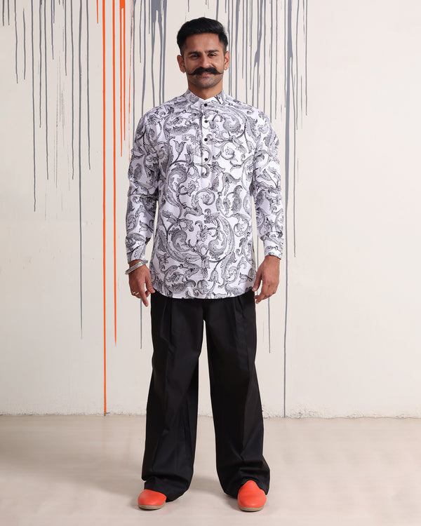 Florentine Scroll Mandarin Collar Shirt