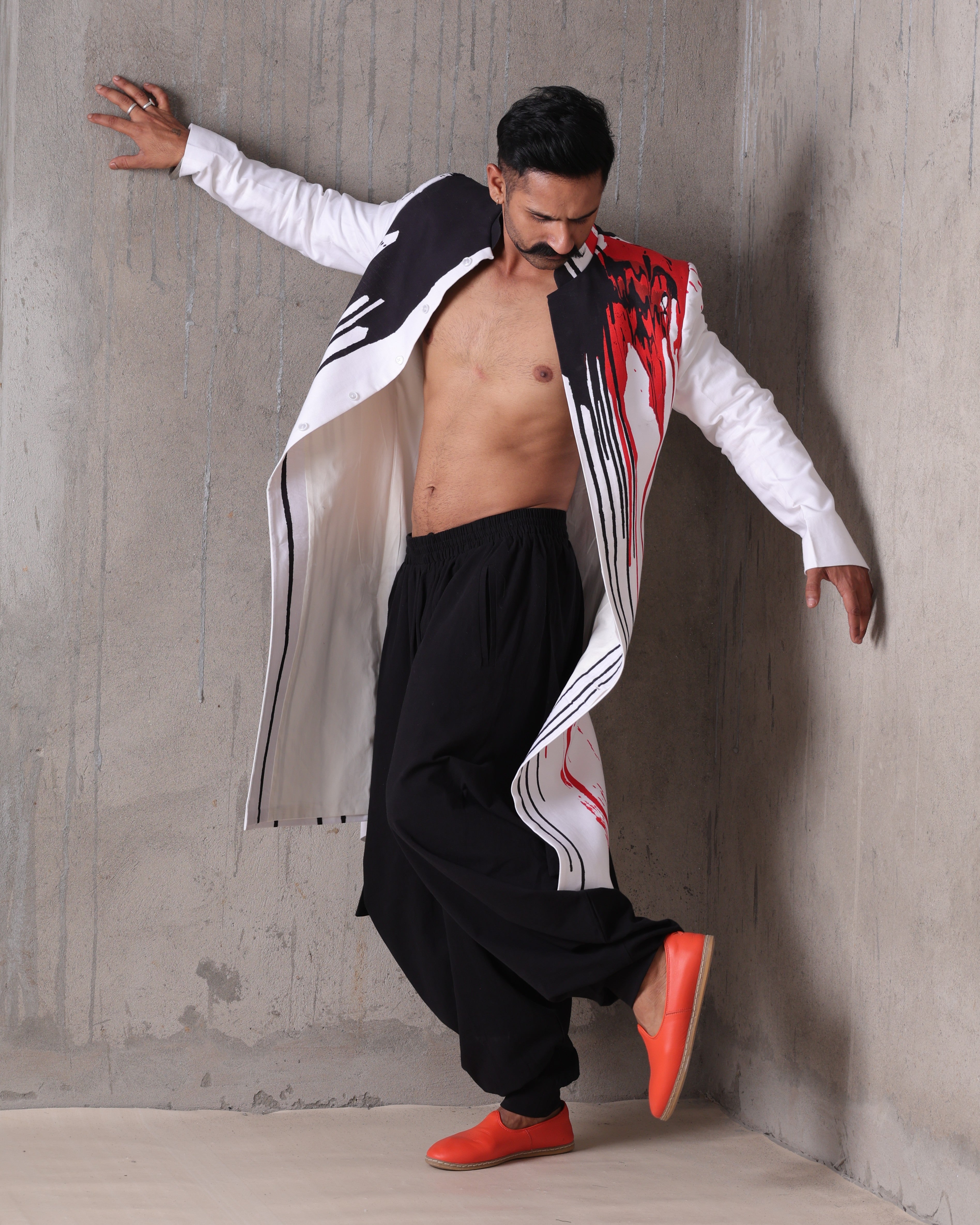 Traces Black White & Red Sherwani - view 7