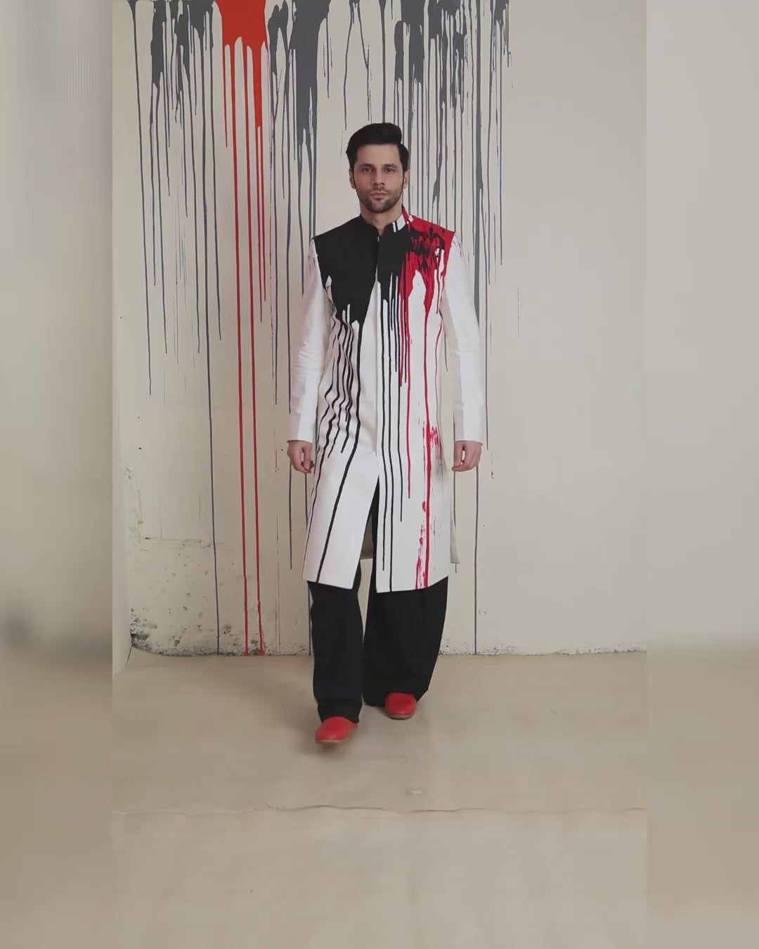 Traces Black White & Red Sherwani - reel