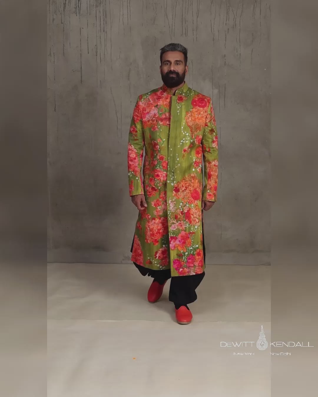 Bougainvillea & Moss Sherwani - reel