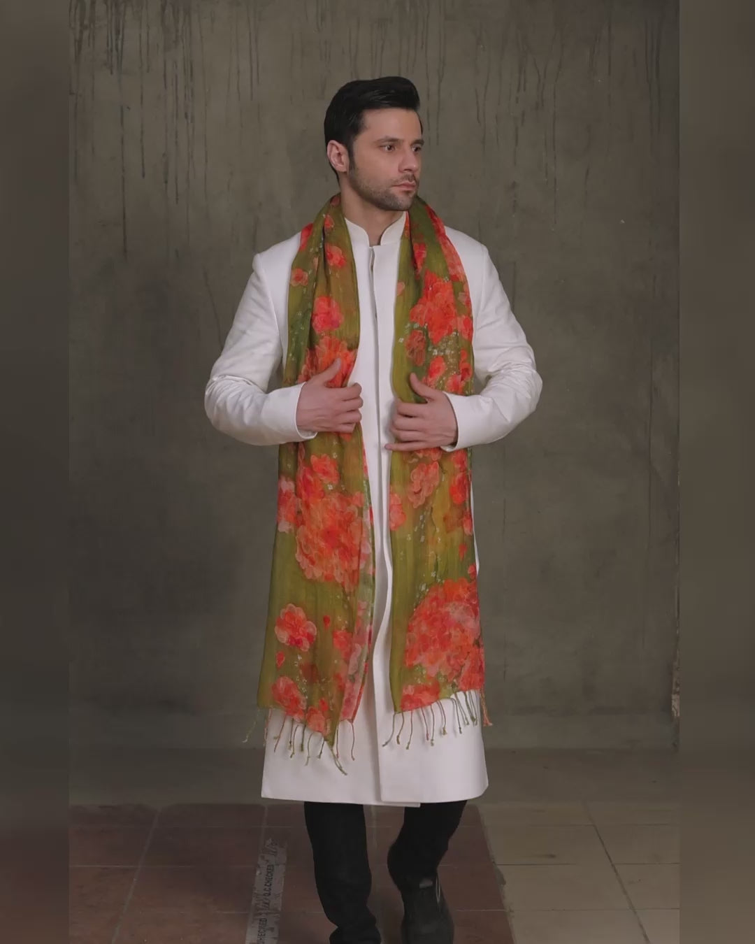 Bougainvillea & Moss Dupatta - reel
