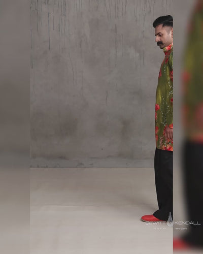 Bougainvillea & Moss Mid-Length Kurta - reel