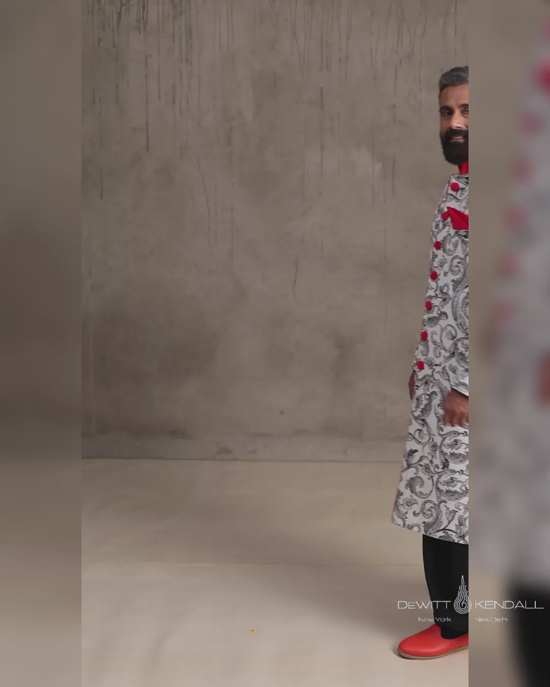 Scroll with Red Collar Sherwani - reel
