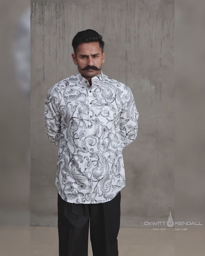 Florentine Scroll Mandarin Collar Shirt - reel